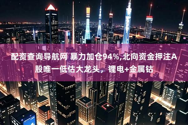 配资查询导航网 暴力加仓94%,北向资金押注A股唯一低估大龙头，锂电+金属钴